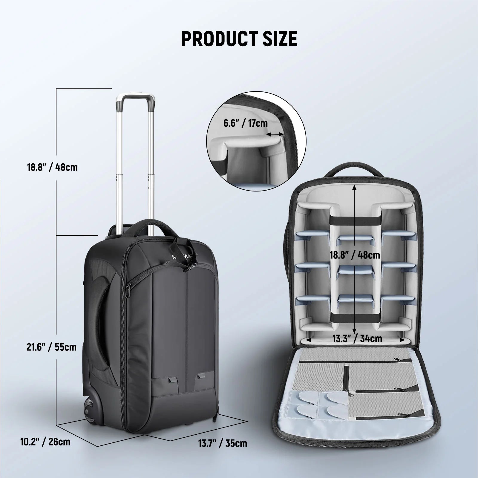 Neewer NW3300 Convertible Rolling Camera Backpack