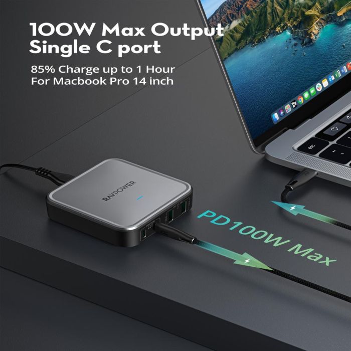 RAVPower RP-PC1042 100W GaN PD 4-Port Desktop Charger
