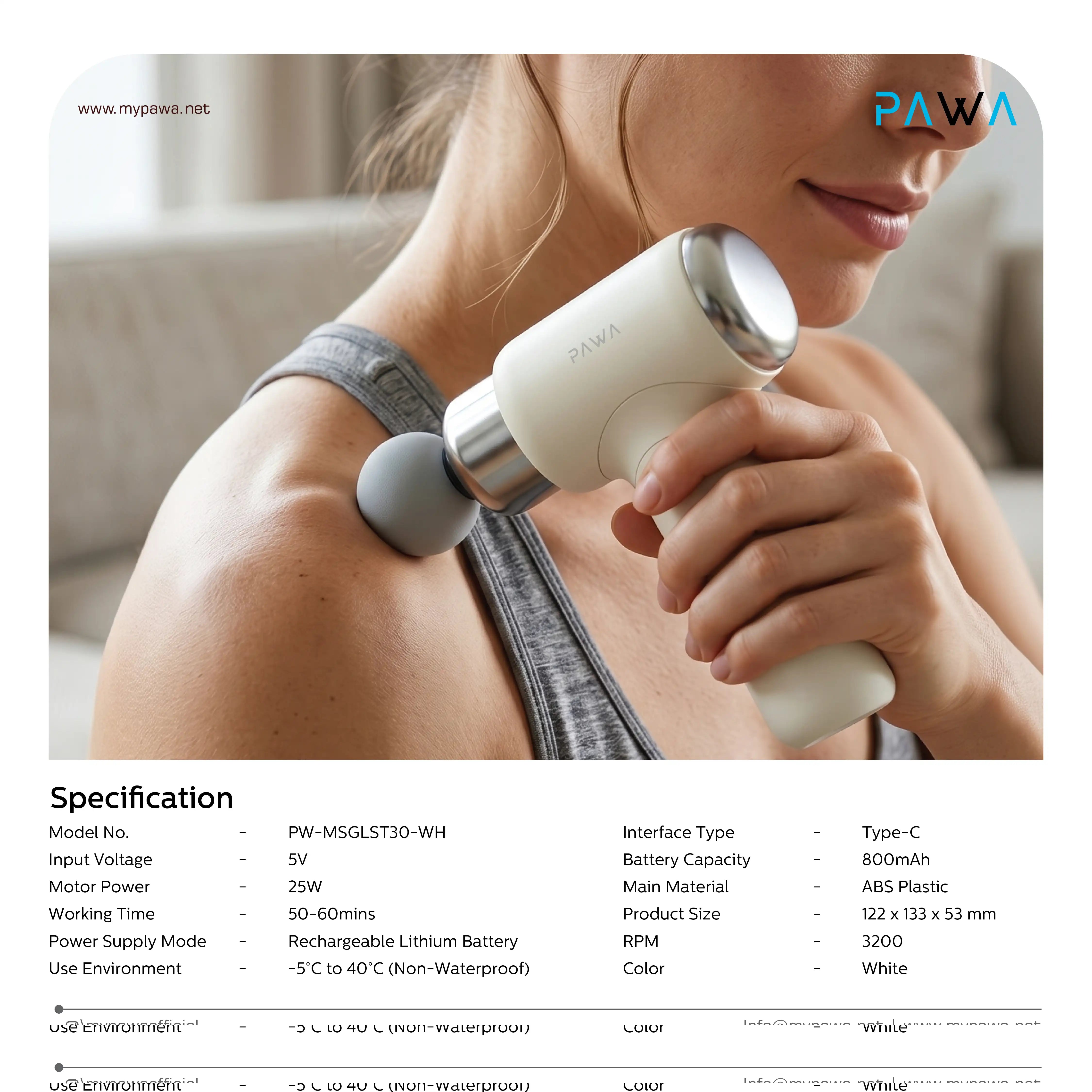 Pawa Revive Cordless Massager with 4 Massage Heads