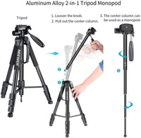 Neewer Aluminum Alloy Camera Tripod Monopod with Pan Head