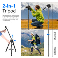 Neewer Aluminum Alloy Camera Tripod Monopod with Pan Head