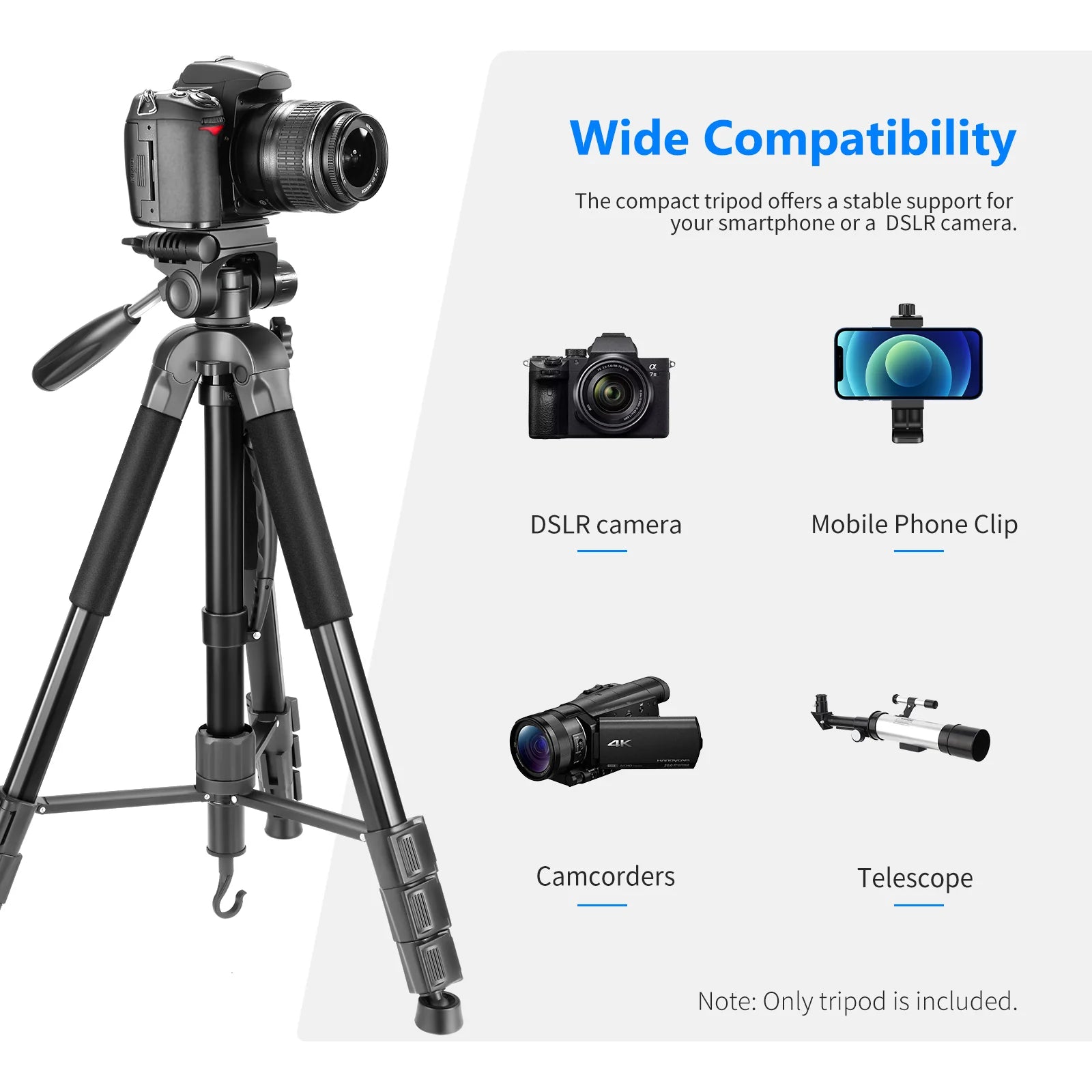 Neewer Aluminum Alloy Camera Tripod Monopod with Pan Head