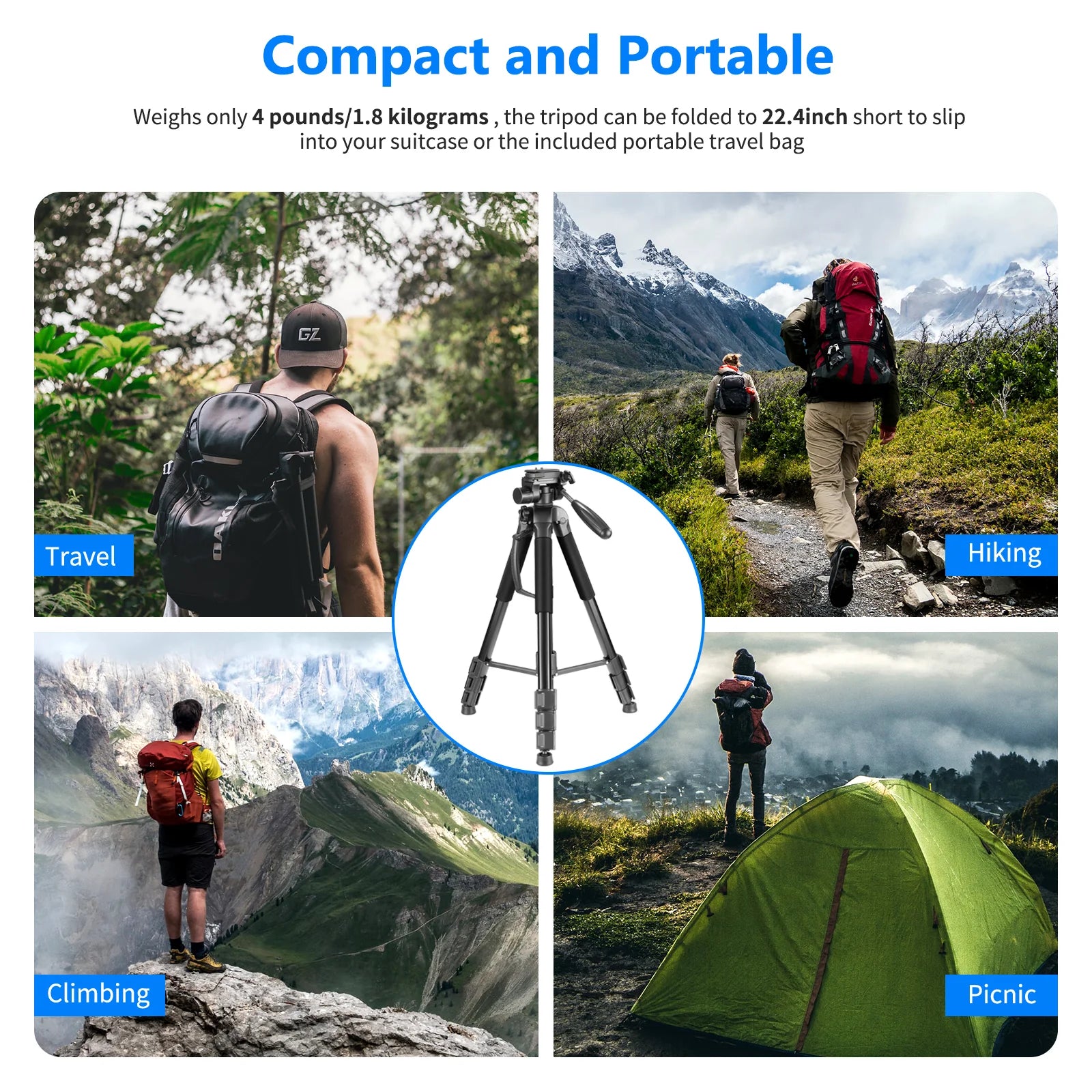 Neewer Aluminum Alloy Camera Tripod Monopod with Pan Head