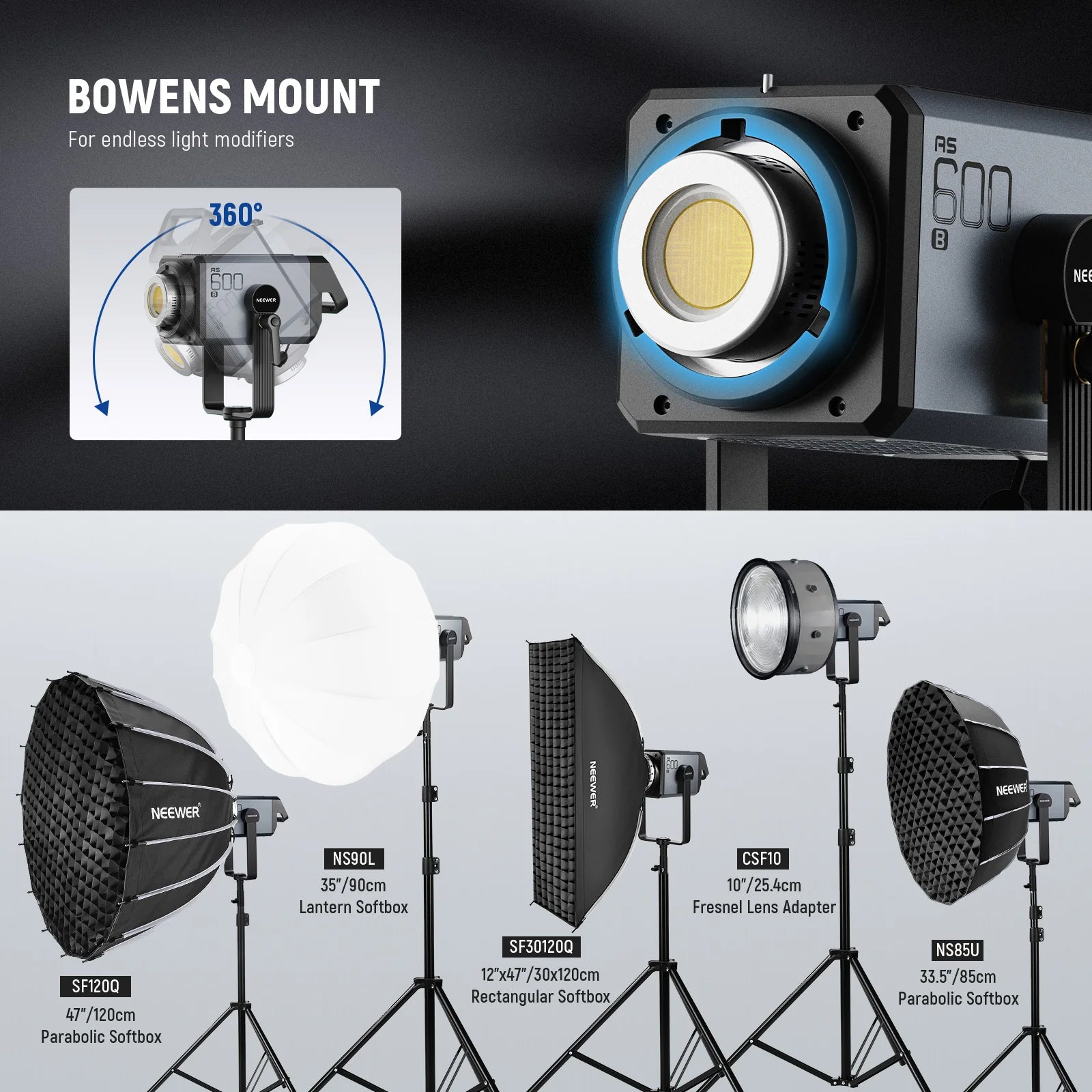 Neewer AS600B Bi-Color 600W COB LED Video Light