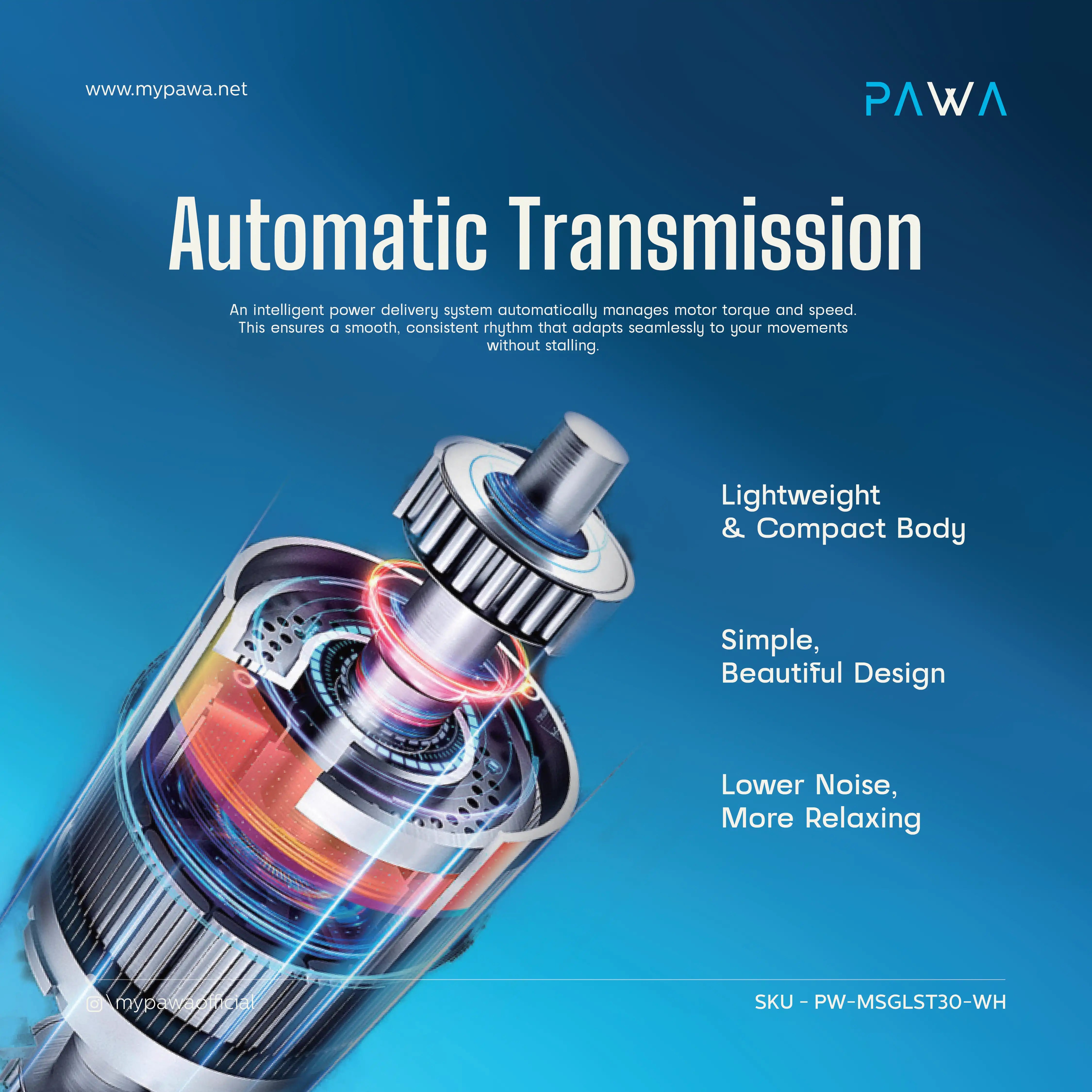 Pawa Revive Cordless Massager with 4 Massage Heads
