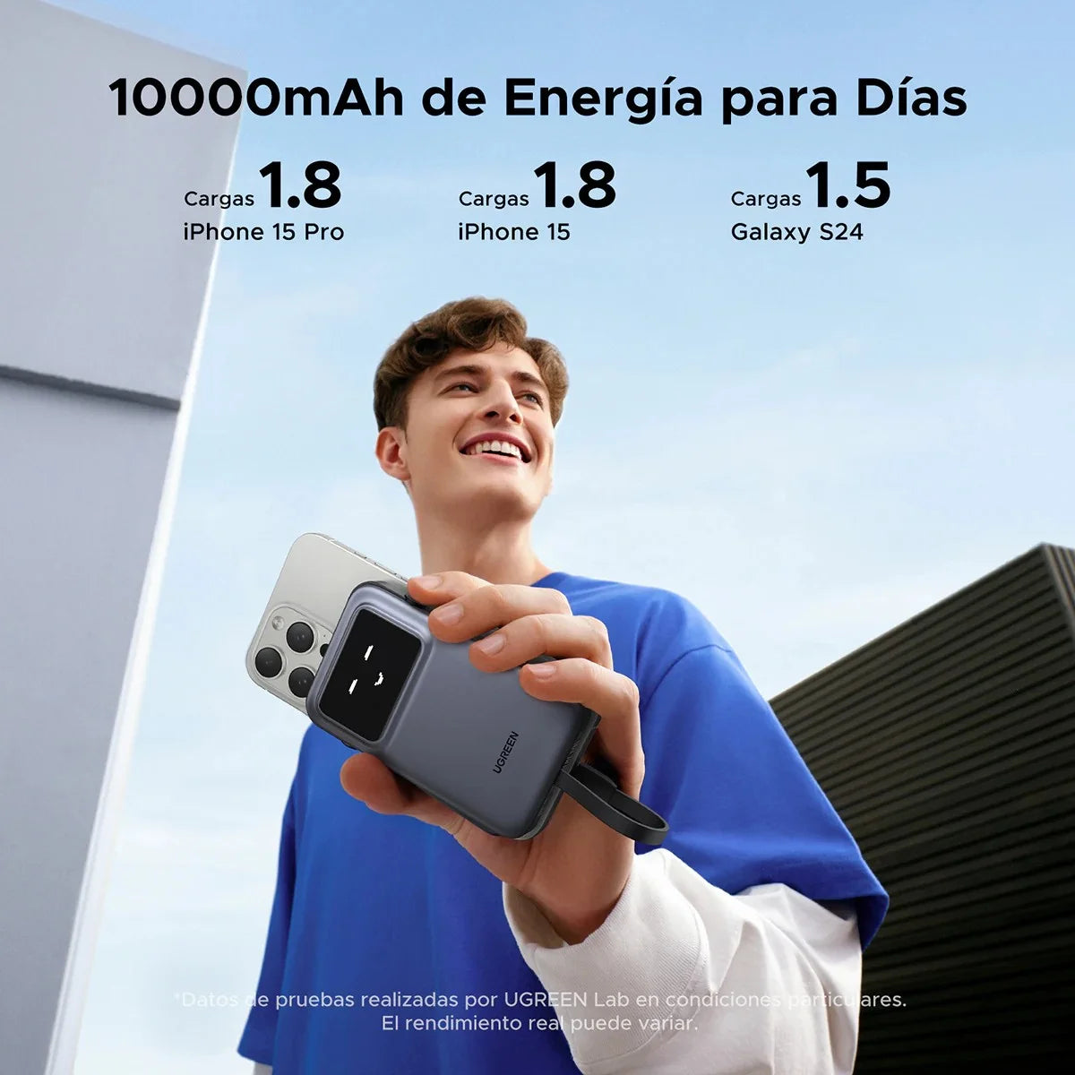 UGREEN 10000mAh Power Bank with Built-in Cable