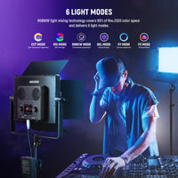 Neewer PL60C 2-Light RGB LED Video Light Kit with Stands and Bag