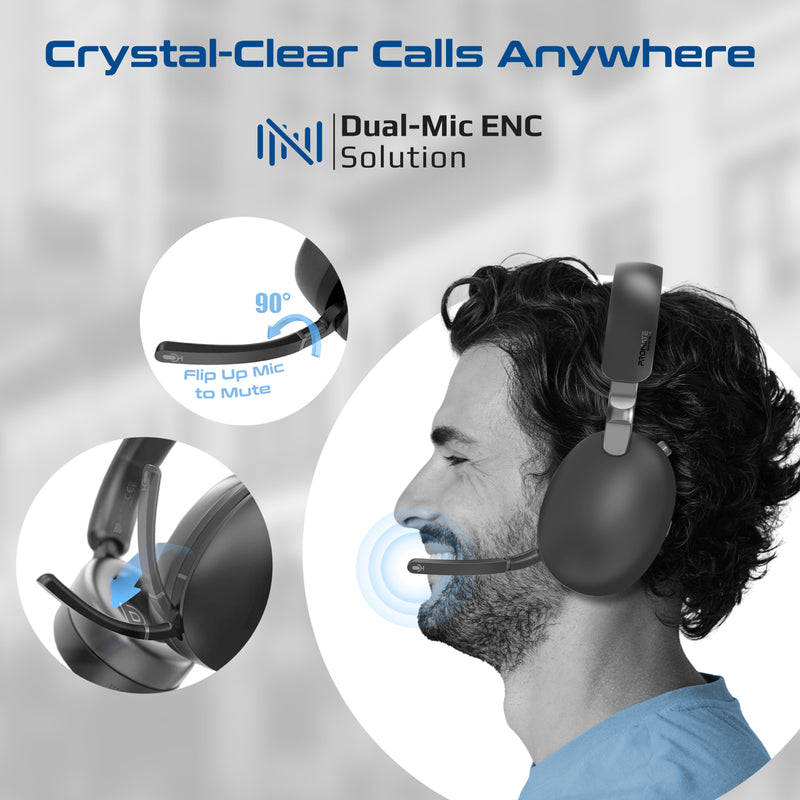 Promate Serene-2 Hybrid ANC Wireless Headphones with Triple Connectivity
