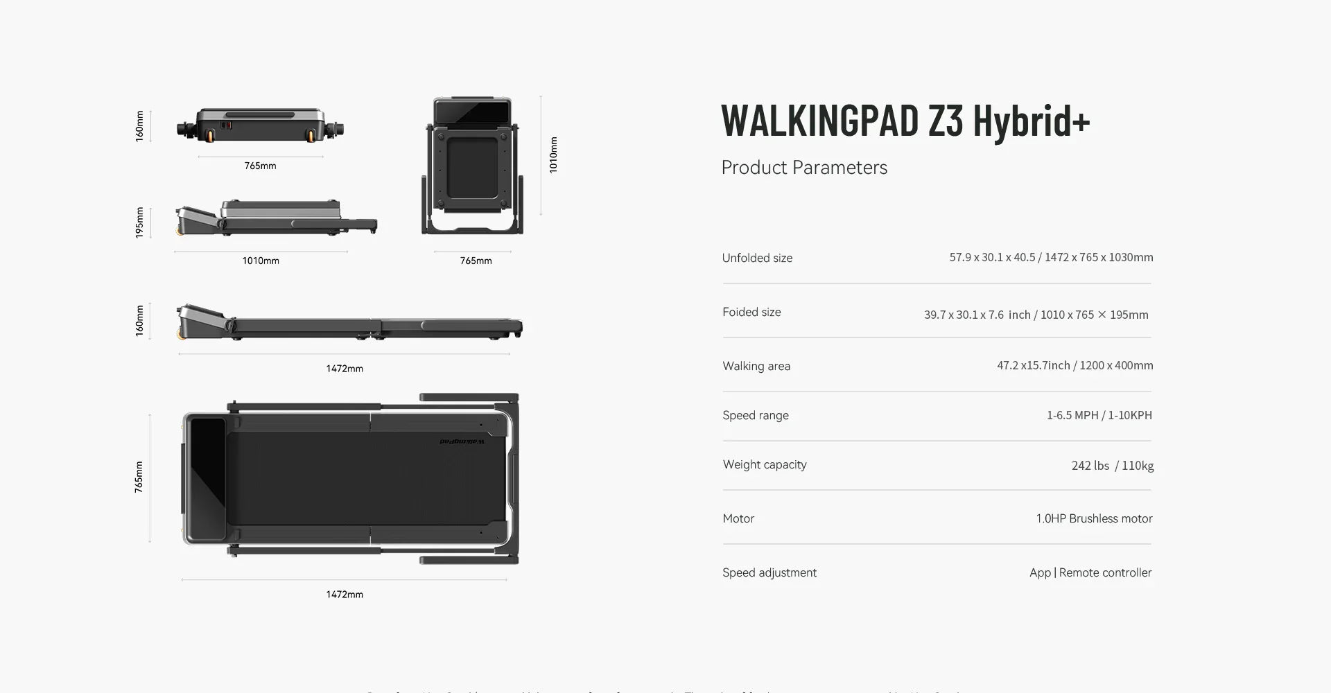 King Smith Foldable Treadmill Z3 Hybrid+ 1 HP