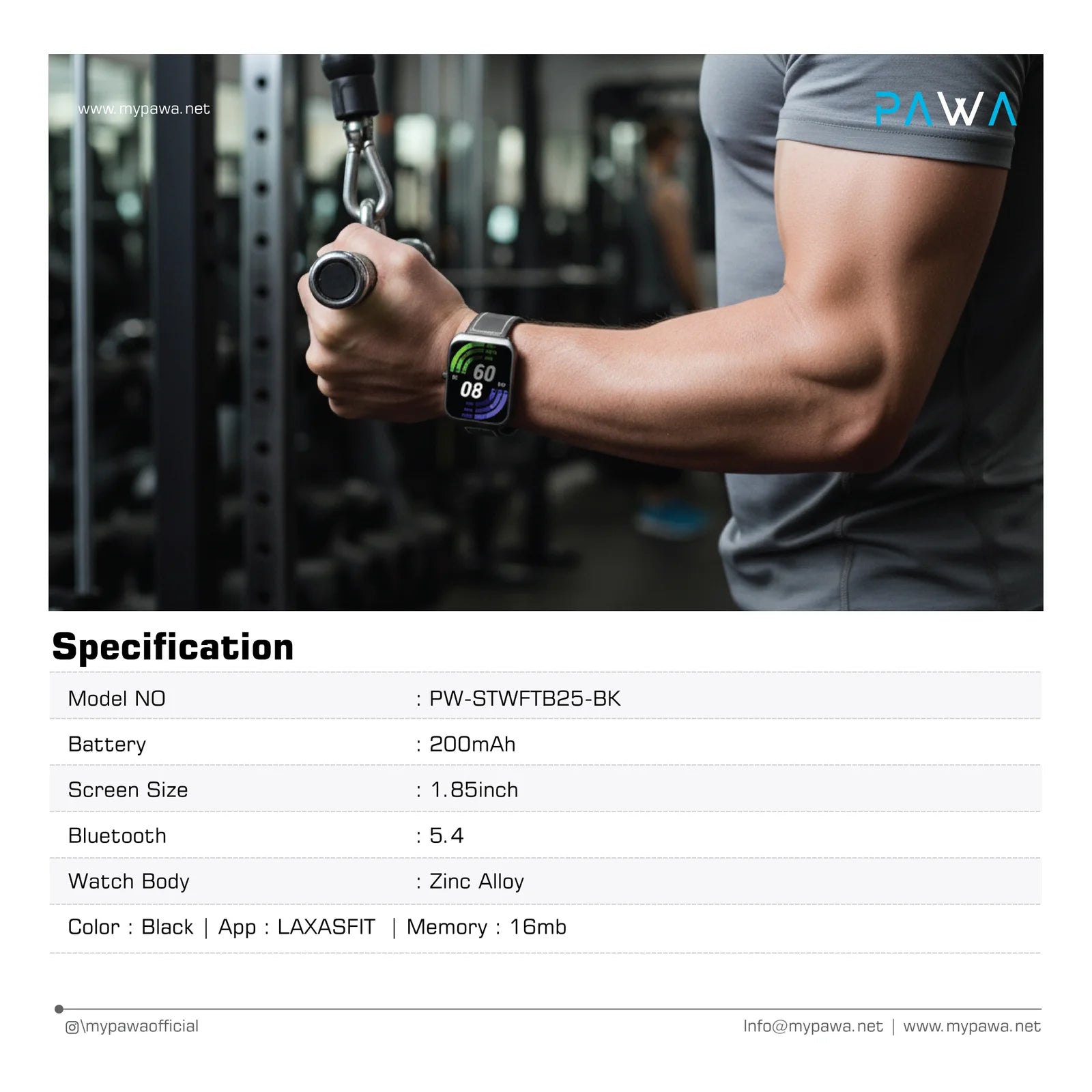 Pawa Vertex Smart Watch Curved Display
