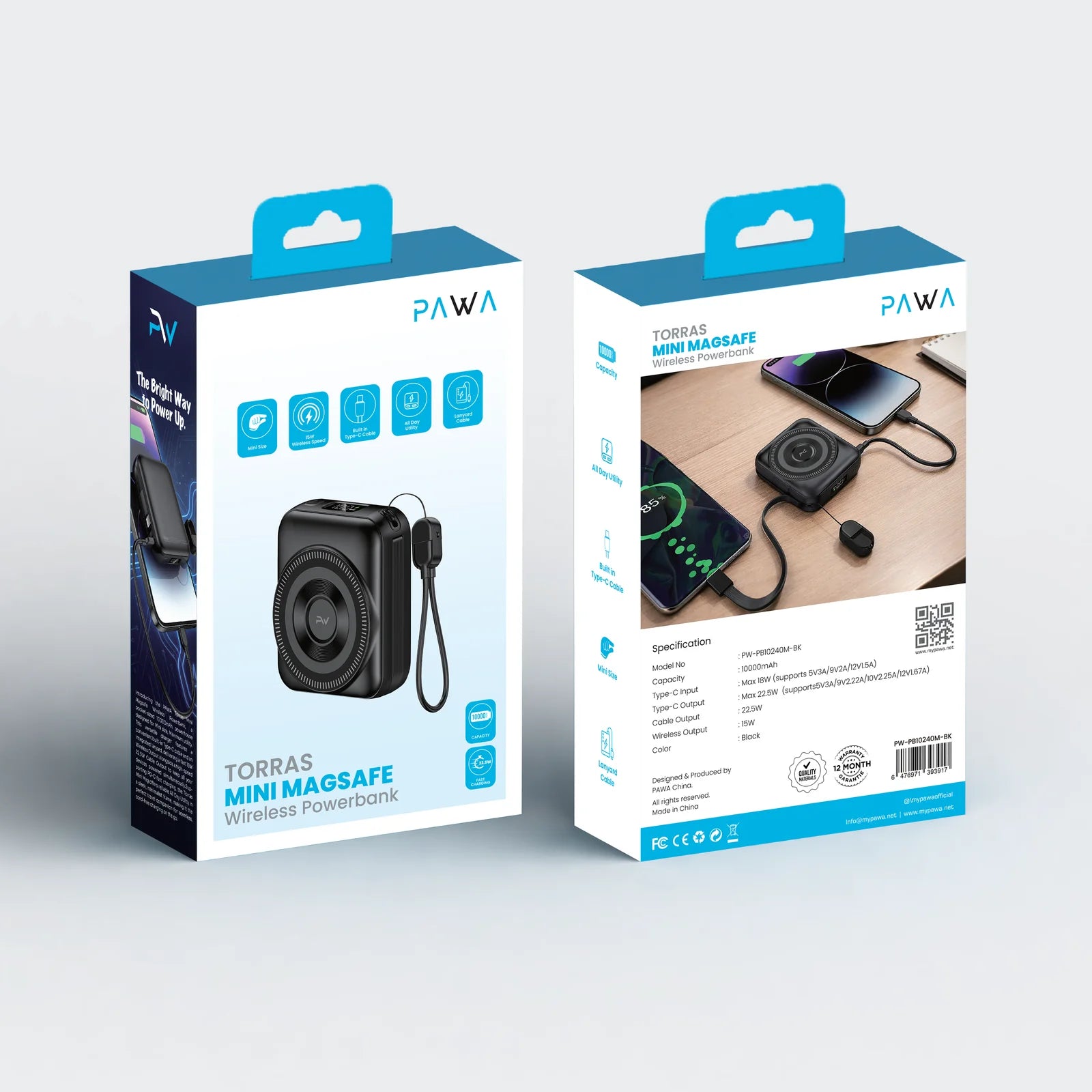 Pawa PW-PB10240M Torras Mini 10000mAh MagSafe Wireless Power Bank