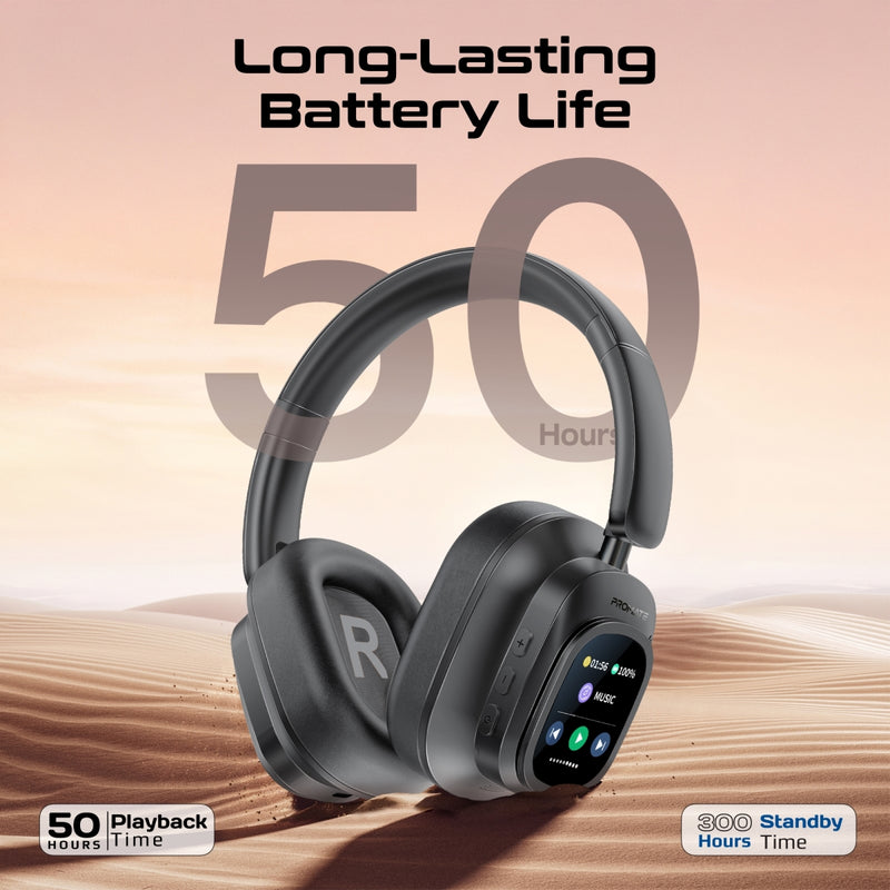 Promate VuTune Hybrid ANC Touchscreen Wireless Headphones