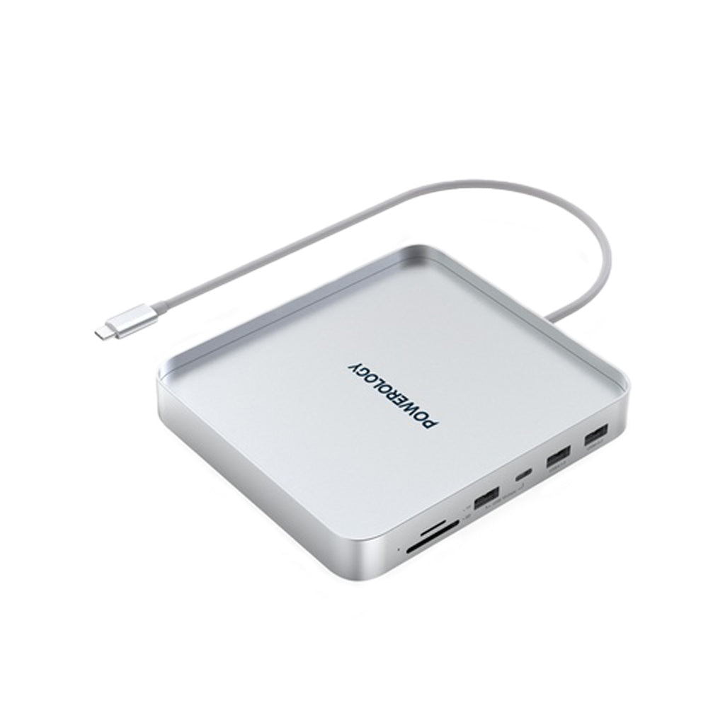 Powerology 24" iMac Compatible USB-C Hub & Stand With SSD Enclosure - Silver