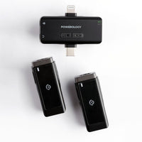 Powerology PWMIC2BK Dual Connector Wireless Lavalier Microphone Duo