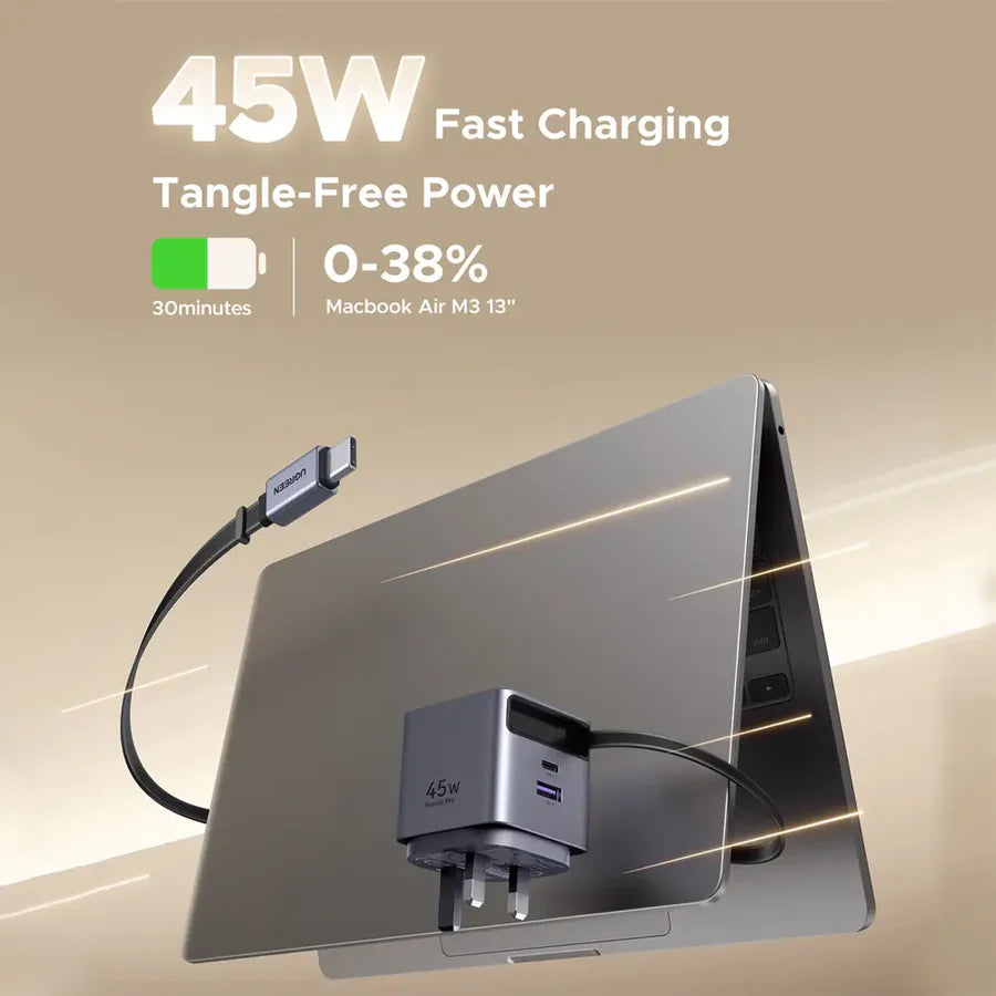 Ugreen 45W GaN Fast Charger Retractable Cable