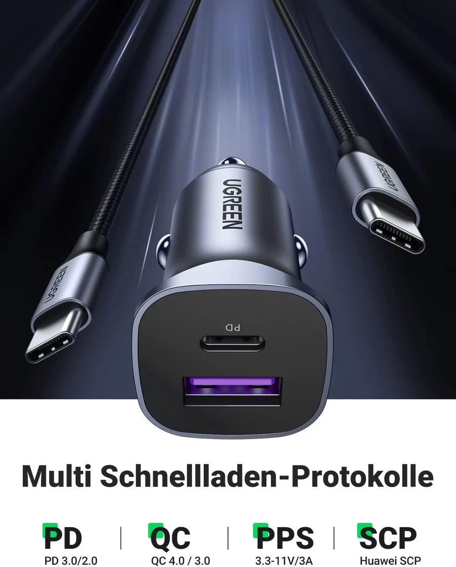 Ugreen Dual-Port Car Charger Space Grey