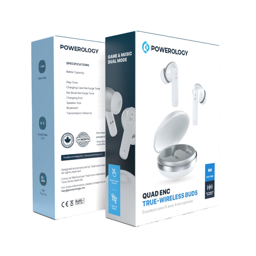 Powerology Quad ENC True-Wireless Earbuds