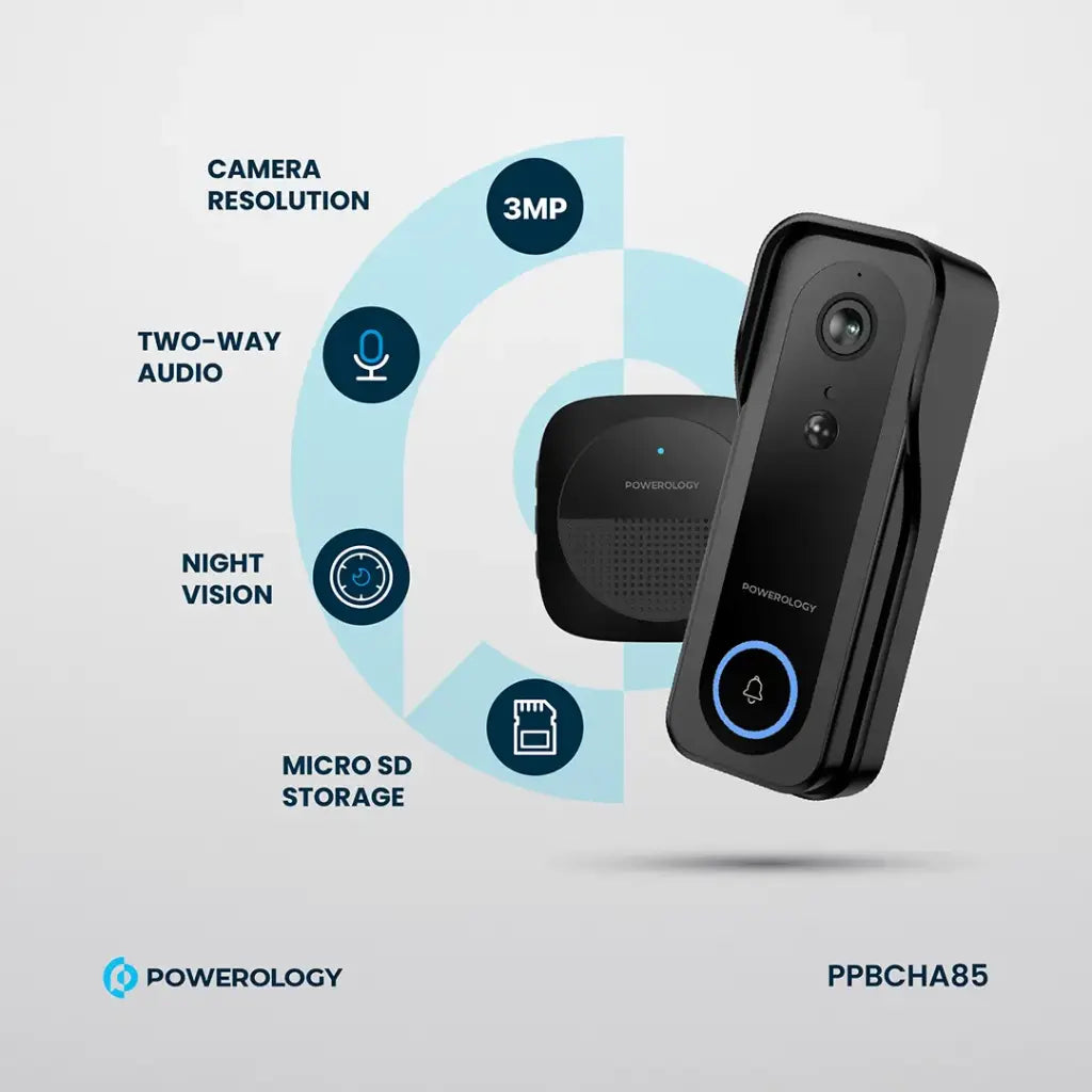 Powerology Smart Doorbell Camera PP085 - Black