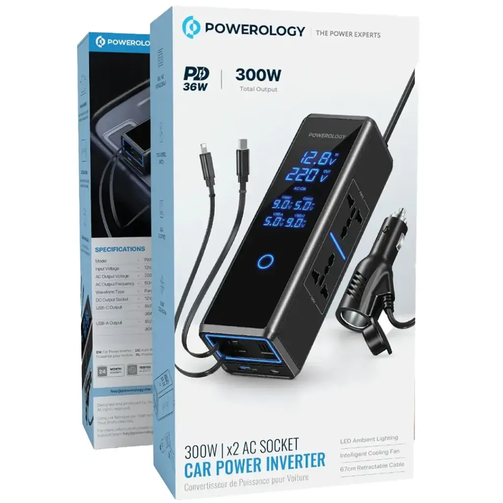 Powerology 300W Ac Socket Car Power Inverter