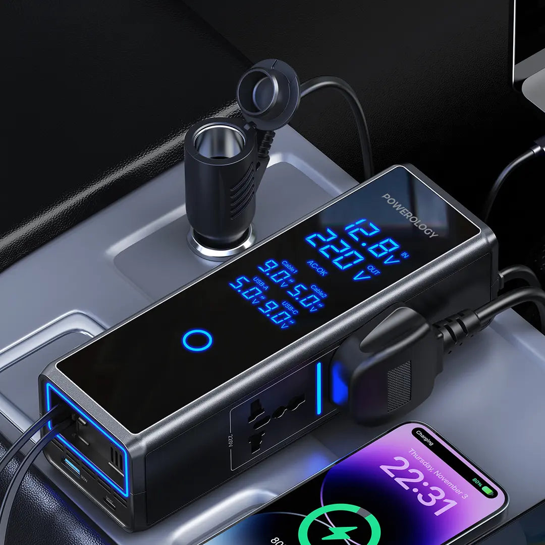 Powerology 300W Ac Socket Car Power Inverter