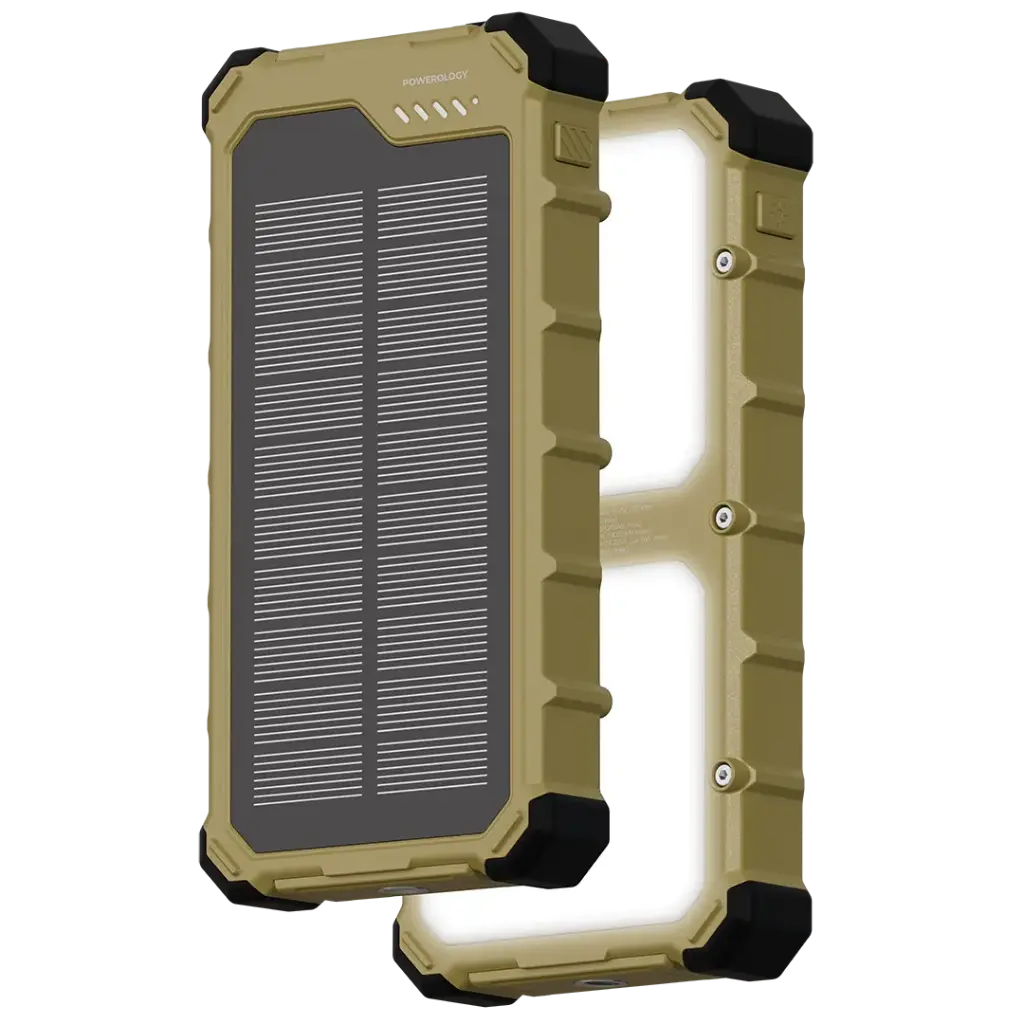 Powerology Solara 10000mAh Solar Power Bank - Khaki