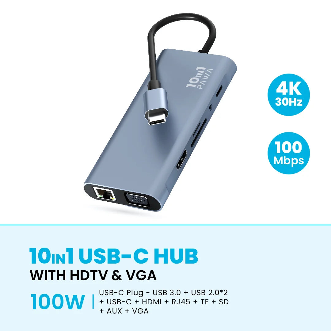 Pawa Metal Shell USB-C Hub Series — Grey